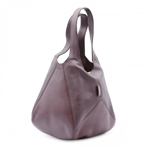 DARK PURPLE LEATHER BALLOON TOTE