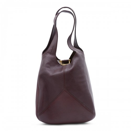 DARK PURPLE LEATHER BALLOON TOTE