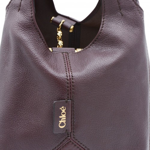 DARK PURPLE LEATHER BALLOON TOTE