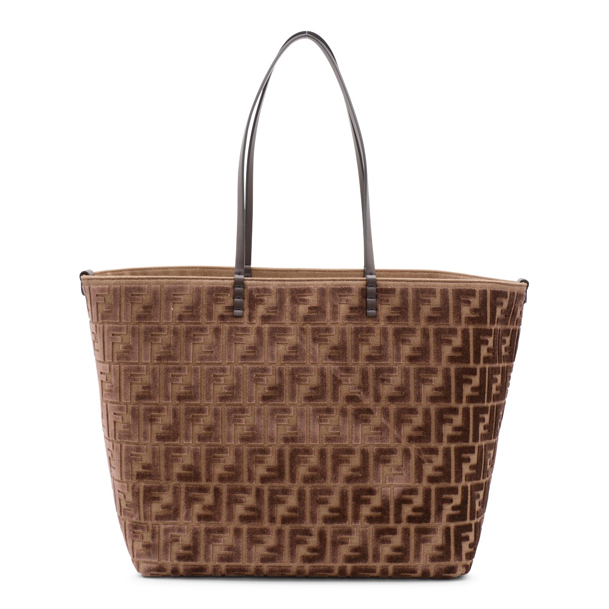 BROWN ROLL LARGE ZUCCA VELVET TOTE BROWN ROLL LARGE ZUCCA VELVET TOTE