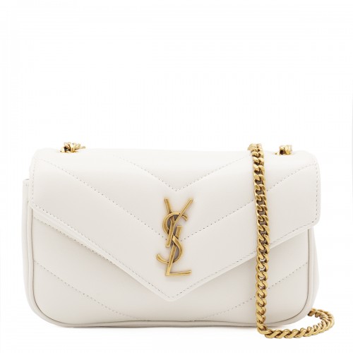 WHITE LEATHER LOULOU MINI BAG