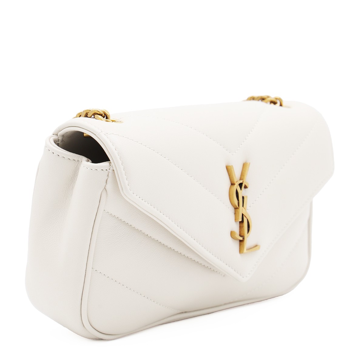 WHITE LEATHER LOULOU MINI BAG