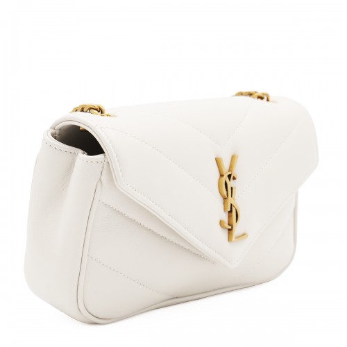 WHITE LEATHER LOULOU MINI BAG