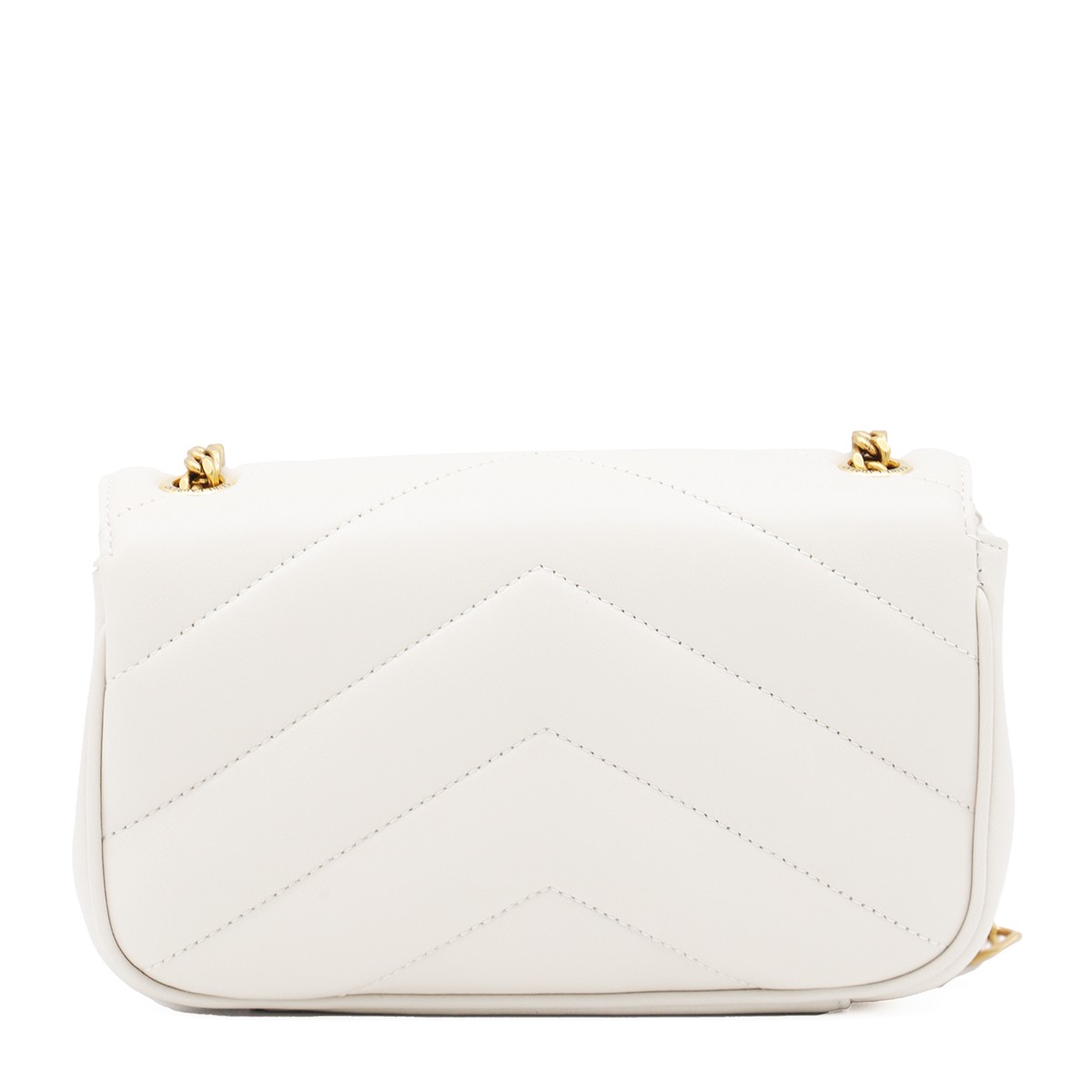 WHITE LEATHER LOULOU MINI BAG