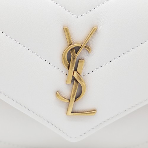 WHITE LEATHER LOULOU MINI BAG