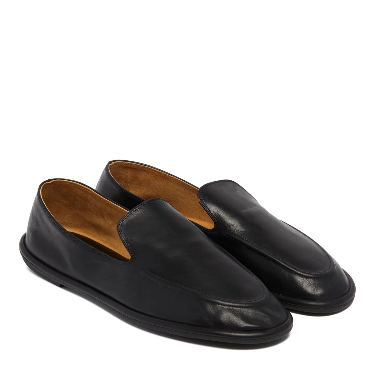 BLACK LEATHER CANAL LOAFERS