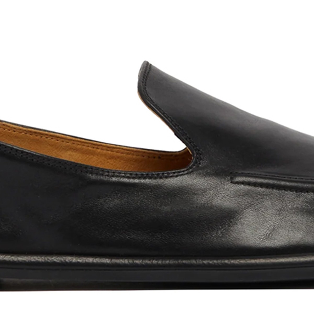 BLACK LEATHER CANAL LOAFERS