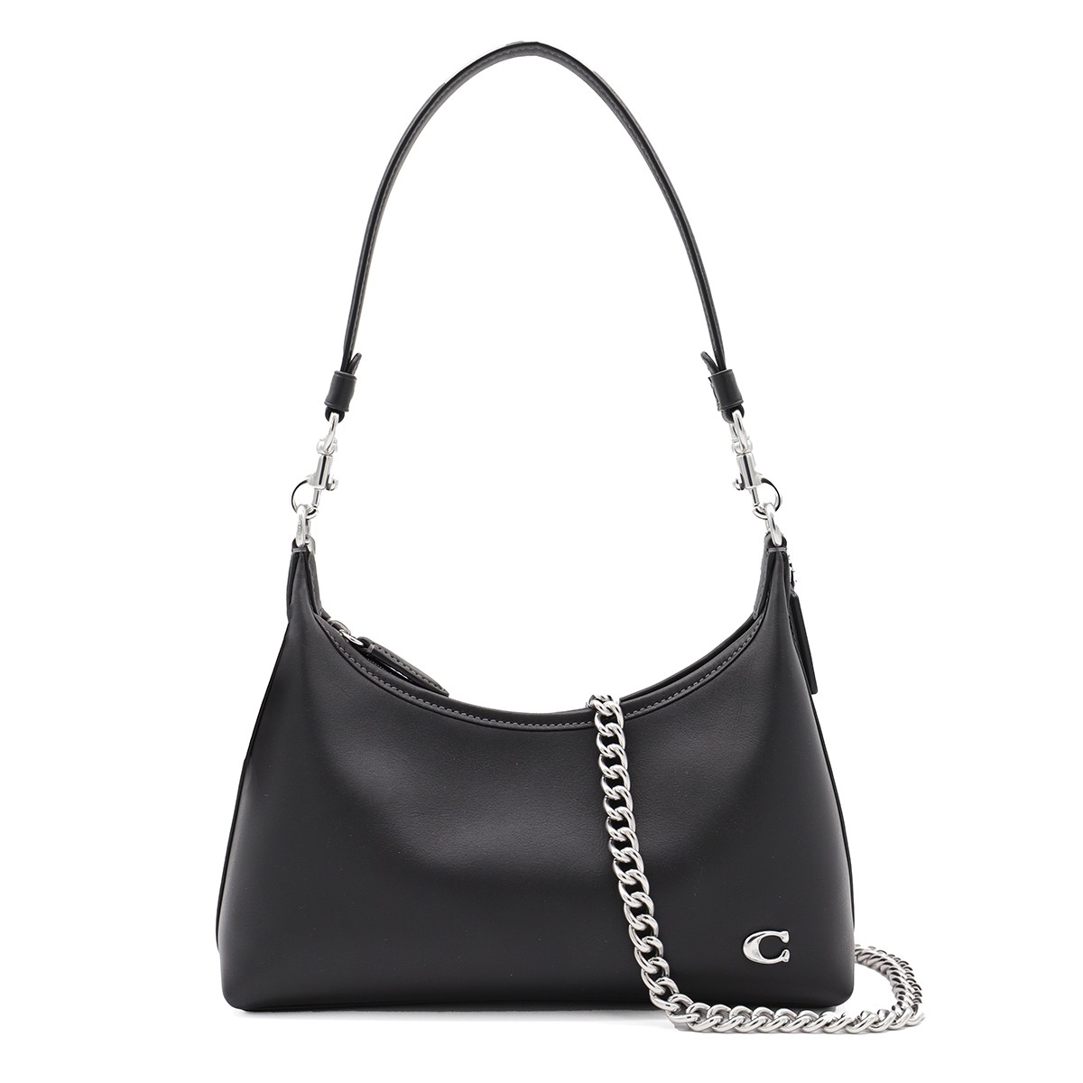 BLACK LEATHER JULIET SHOULDER BAG