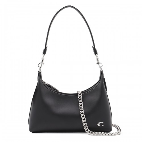 BLACK LEATHER JULIET SHOULDER BAG