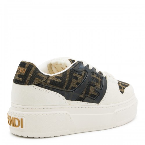 BEIGE AND BROWN LEATHER FENDI MATCH SNEAKERS