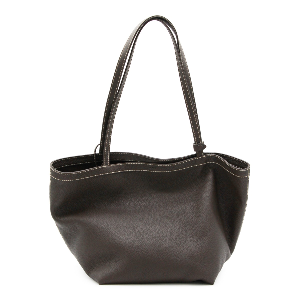 DARK BROWN LEATHER PARK TOTE THREE...