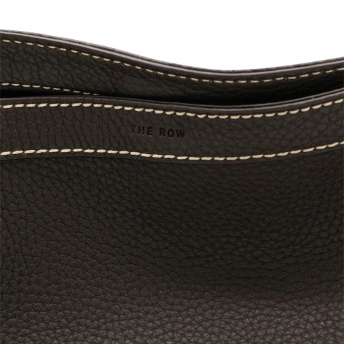 DARK BROWN LEATHER PARK TOTE THREE STITCH