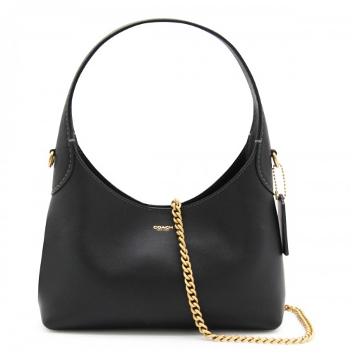 BLACK LEATHER BROOKLYN 23 SHOULDER BAG