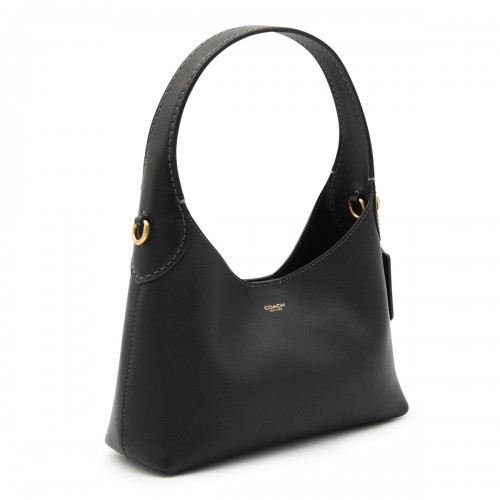 BLACK LEATHER BROOKLYN 23 SHOULDER BAG