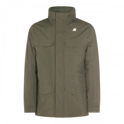 DARK GREEN NYLON CASUAL JACKET