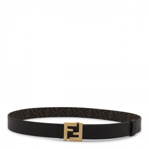 BLACK AND GOLD LEATHER BELT