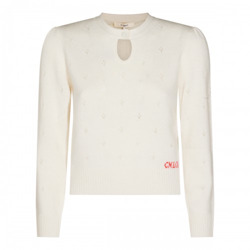 WHITE WOOL KNITWEAR