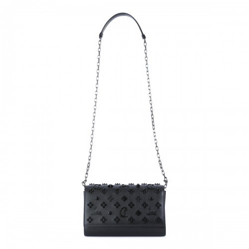 BLACK LEATHER PALOMA CLUTCH