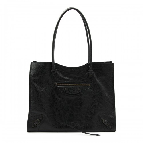 BLACK LEATHER LE CITY MEDIUM TOTE