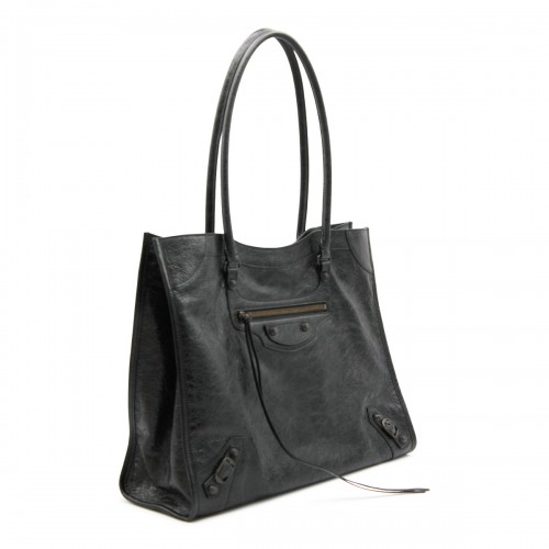 BLACK LEATHER LE CITY MEDIUM TOTE