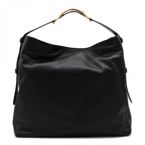 BLACK LEATHER MAXI HORSEBIT...