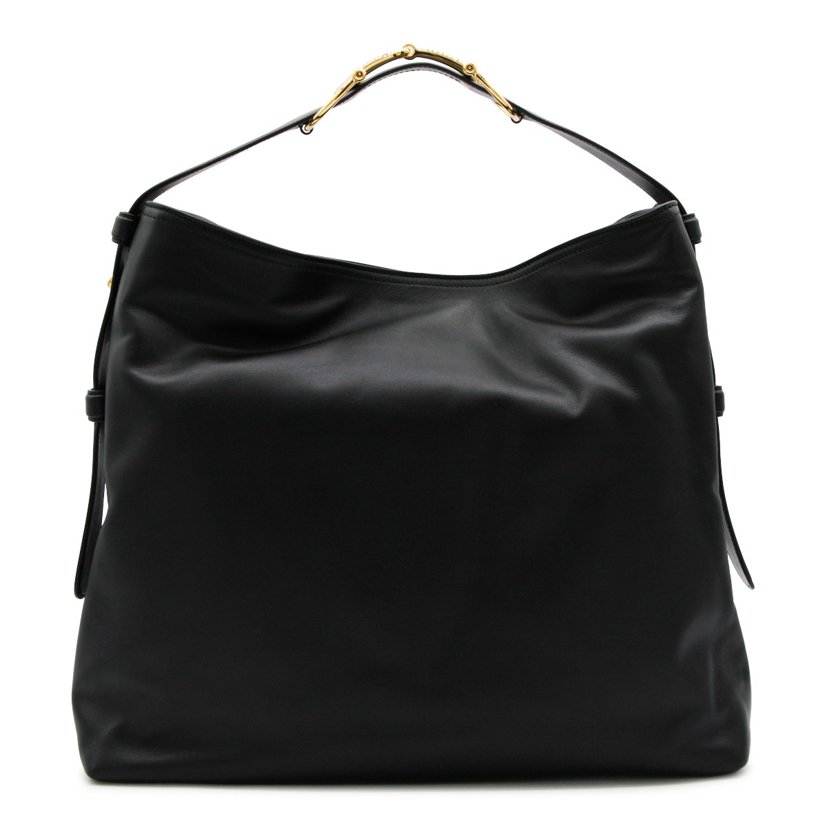 BLACK LEATHER MAXI HORSEBIT SHOULDER BAG BLACK LEATHER MAXI HORSEBIT SHOULDER BAG