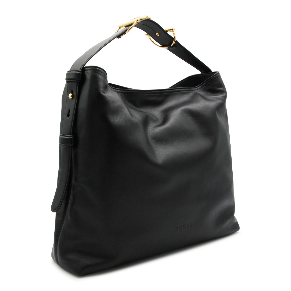 BLACK LEATHER MAXI HORSEBIT SHOULDER BAG BLACK LEATHER MAXI HORSEBIT SHOULDER BAG
