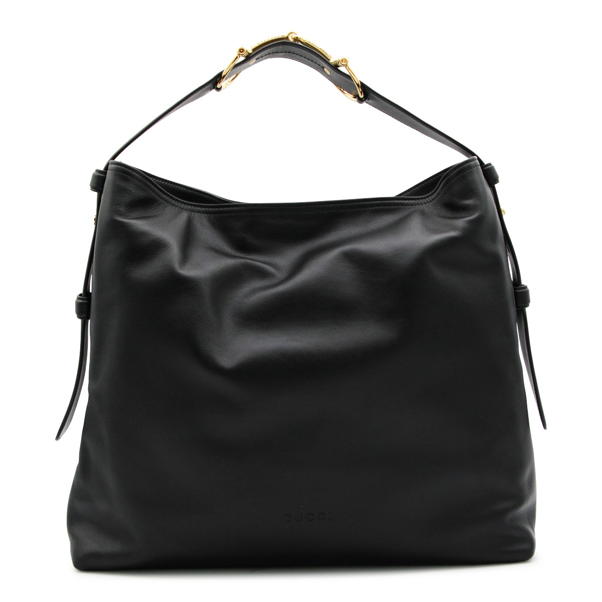 BLACK LEATHER MAXI HORSEBIT SHOULDER BAG BLACK LEATHER MAXI HORSEBIT SHOULDER BAG