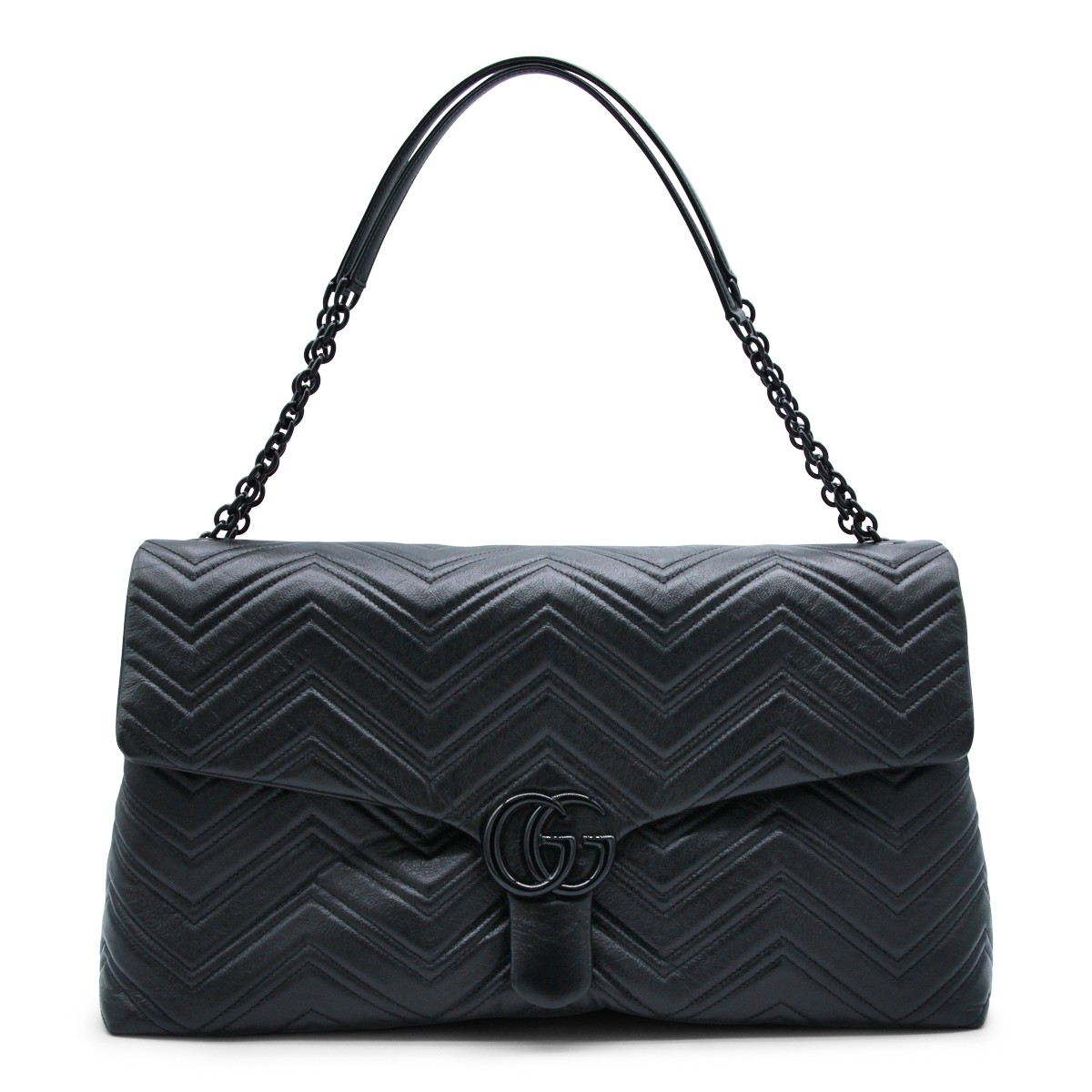 BLACK LEATHER GG MARMONT MAXI... BLACK LEATHER GG MARMONT MAXI...