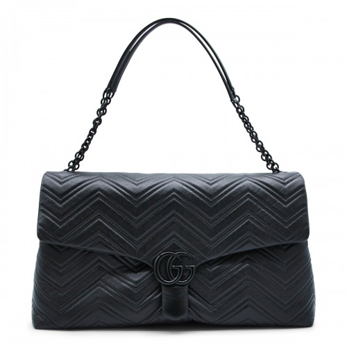 BLACK LEATHER GG MARMONT MAXI SHUOLDER BAG