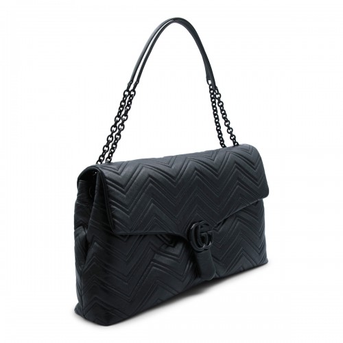 BLACK LEATHER GG MARMONT MAXI SHUOLDER BAG
