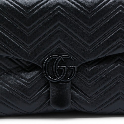 BLACK LEATHER GG MARMONT MAXI SHUOLDER BAG