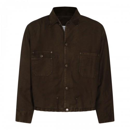 DARK BROWN COTTON CASUAL JACKET