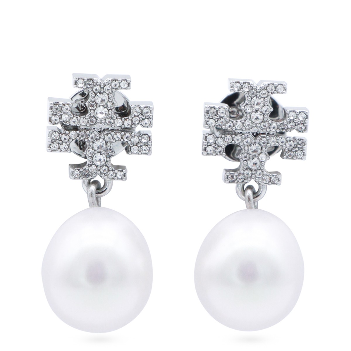 SILVER AND PEARL BRASS EARRINGS