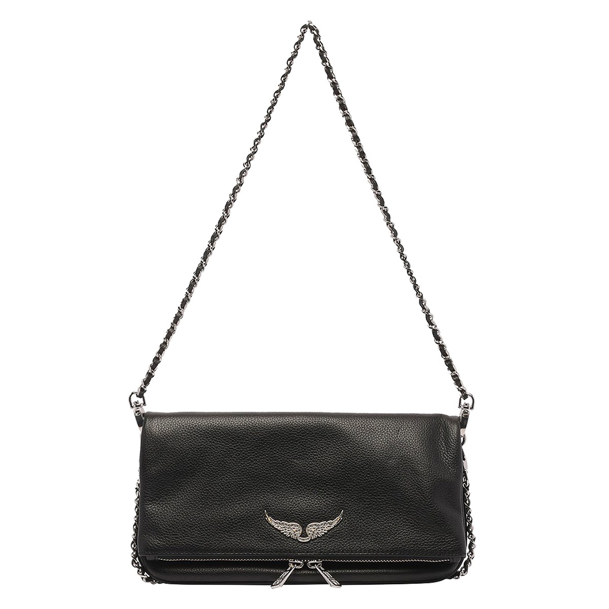 BLACK LEATHER ROCK SHOULDER...