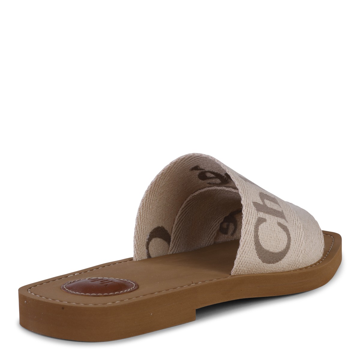 BLUSHY BEIGE CANVAS WOODY FLATS