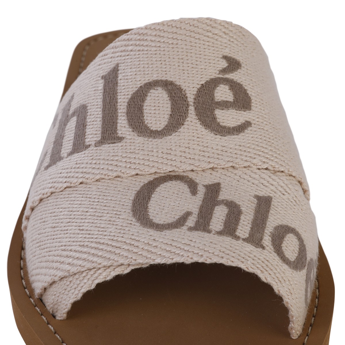 BLUSHY BEIGE CANVAS WOODY FLATS