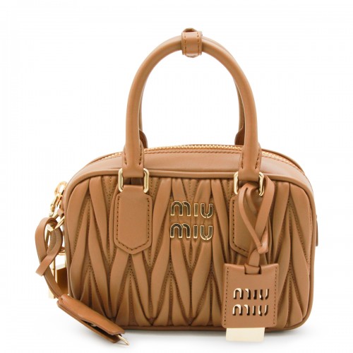 CARAMEL LEATHER TOP HANDLE BAG