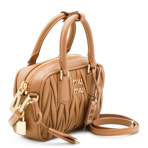 CARAMEL LEATHER TOP HANDLE BAG