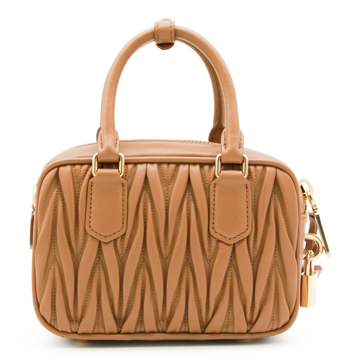 CARAMEL LEATHER TOP HANDLE BAG