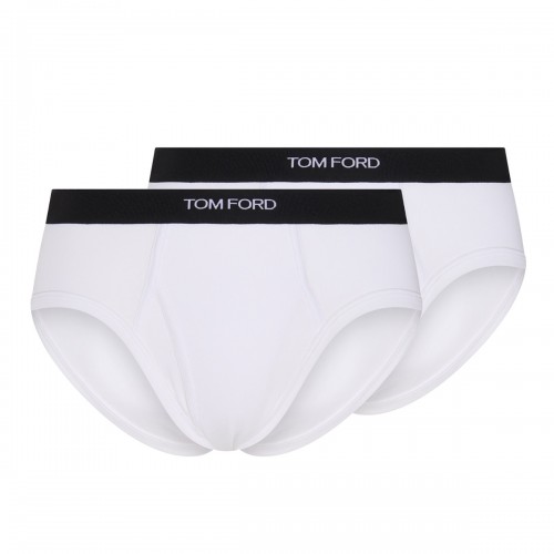 WHITE COTTON TWO-PACK BRIEFS