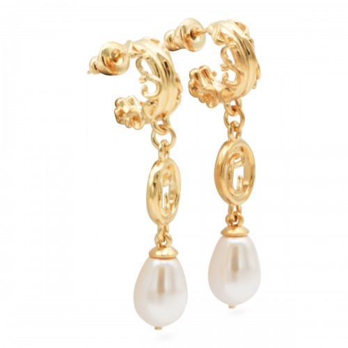 GOLD AND PEARLY BRASS EARRINGS 2