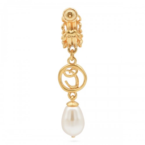 GOLD AND PEARLY BRASS EARRINGS