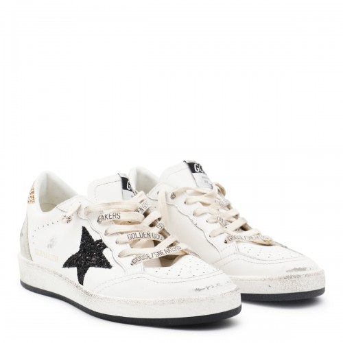 WHITE AND GOLD LEATHER BALL STAR LOE TOP SNEAKERS