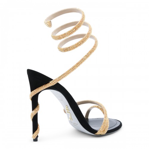 BLACK AND GOLD LEATHER SANDALS