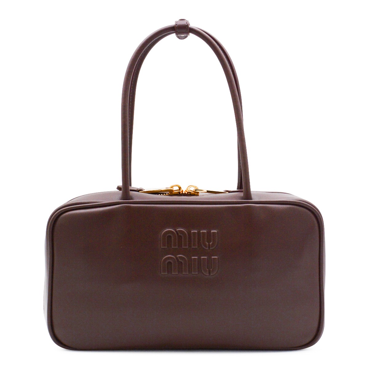 DARK BROWN LEATHER TOP HANDLE BAG