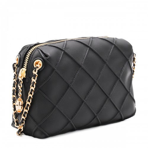 BLACK LEATHER FLEMING CROSSBODY BAG