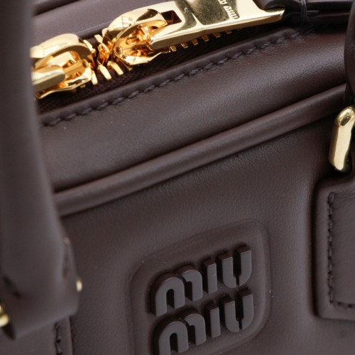 DARK BROWN LEATHER TOP HANDLE BAG