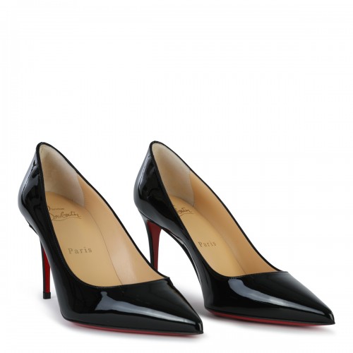 BLACK LEATHER KATE 85 PATENT PUMPS