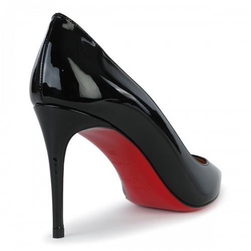 BLACK LEATHER KATE 85 PATENT PUMPS